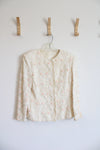 Vintage Rina Di Montella Cream Embellished Pearl & Mini Roses Top | M