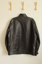 Michael Kors Brown Perforated Faux-Leather Moto Jacket | 2XL