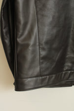 Michael Kors Brown Perforated Faux-Leather Moto Jacket | 2XL