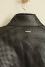 Michael Kors Brown Perforated Faux-Leather Moto Jacket | 2XL