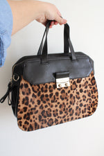 Kate Spade Adriana Leopard Hair & Black Leather Satchel Bag