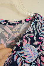 Lily Pulitzer Navy with Printed Top LS Oversized Cotton Top | M