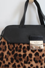 Kate Spade Adriana Leopard Hair & Black Leather Satchel Bag