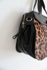 Kate Spade Adriana Leopard Hair & Black Leather Satchel Bag
