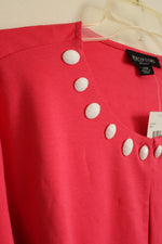 NEW Perceptions Women Pink Cropped Stretch Shrug with White Beading | 24