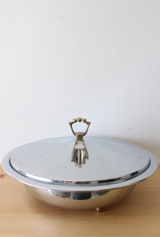 Kromex Silver Lidded Round Serving Plate