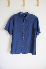Izod Blue Linen Blend Button Down Shirt | XL
