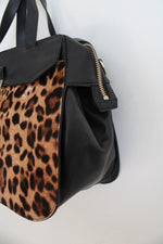 Kate Spade Adriana Leopard Hair & Black Leather Satchel Bag
