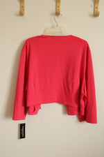 NEW Perceptions Women Pink Cropped Stretch Shrug with White Beading | 24