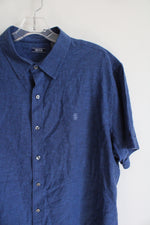 Izod Blue Linen Blend Button Down Shirt | XL