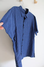 Izod Blue Linen Blend Button Down Shirt | XL