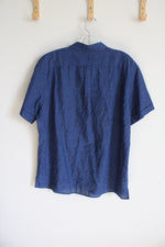 Izod Blue Linen Blend Button Down Shirt | XL