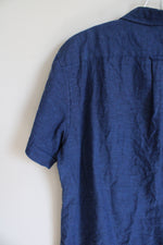 Izod Blue Linen Blend Button Down Shirt | XL