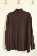 Hanes Active Style Brown Zip Sweatshirt with Tie | XXL