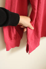 NEW Terra and Sky Dark Pink Quarter Button Pullover Sweater with Thermal Sleeves | 2XL