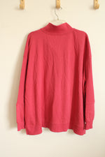 NEW Terra and Sky Dark Pink Quarter Button Pullover Sweater with Thermal Sleeves | 2XL