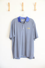 The Homestead The Cascades Blue & Yellow Striped Polo Shirt | L