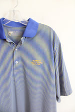 The Homestead The Cascades Blue & Yellow Striped Polo Shirt | L