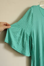 NEW Wrangler Teal Ruffle-sleeved Top | XL