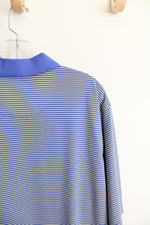 The Homestead The Cascades Blue & Yellow Striped Polo Shirt | L