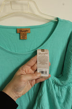 NEW Wrangler Teal Ruffle-sleeved Top | XL