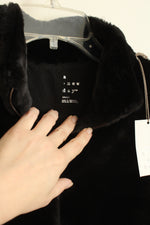 NEW A New Day Black Faux Fur Top Zip Jacket | S