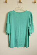NEW Wrangler Teal Ruffle-sleeved Top | XL