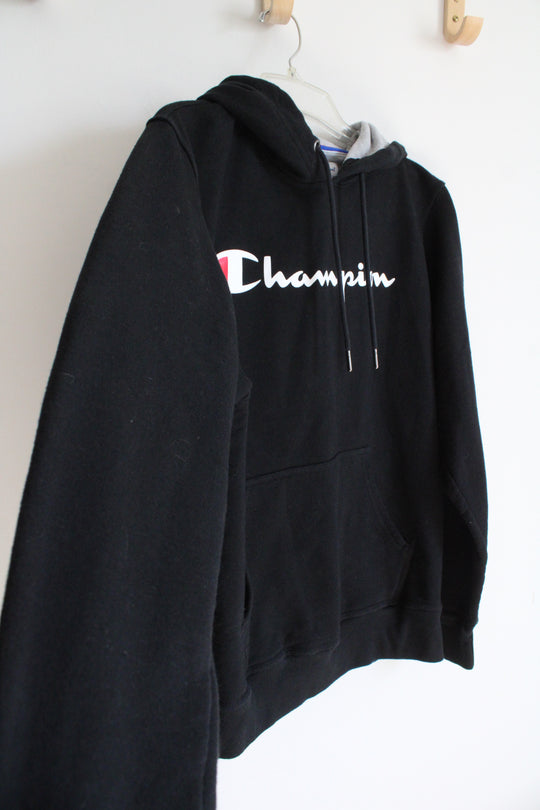 Champion Black Logo Hoodie | S