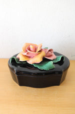 Johannes Brahm California USA Black Ceramic Rose Box
