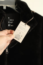 NEW A New Day Black Faux Fur Top Zip Jacket | S