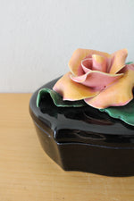 Johannes Brahm California USA Black Ceramic Rose Box