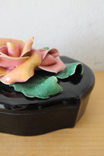 Johannes Brahm California USA Black Ceramic Rose Box
