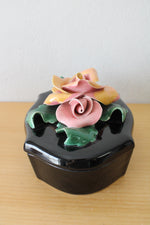 Johannes Brahm California USA Black Ceramic Rose Box
