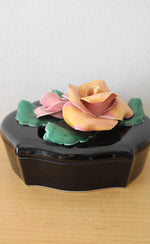 Johannes Brahm California USA Black Ceramic Rose Box