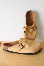 Birkenstock Boston Buckled Suede Yellow Sandals | Size 40 (9)