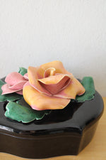 Johannes Brahm California USA Black Ceramic Rose Box