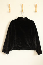 NEW A New Day Black Faux Fur Top Zip Jacket | S
