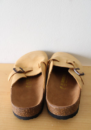 Birkenstock Boston Buckled Suede Yellow Sandals | Size 40 (9)