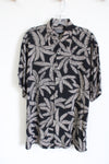 Van Heusen Vintage Black Tan Tropical Leaf Button Down Shirt | M