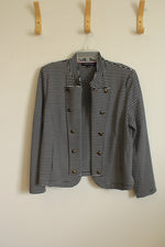 Tommy Hilfiger Navy and White Striped Blazer with Lion Buttons | XL