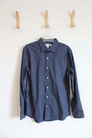 Old Navy Slim Fit Navy Polka Dot The Pro Signature Shirt | M