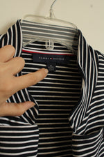 Tommy Hilfiger Navy and White Striped Blazer with Lion Buttons | XL