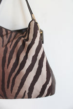 Coach Phoebe Madison Brown Zebra Print Shoulder Bag