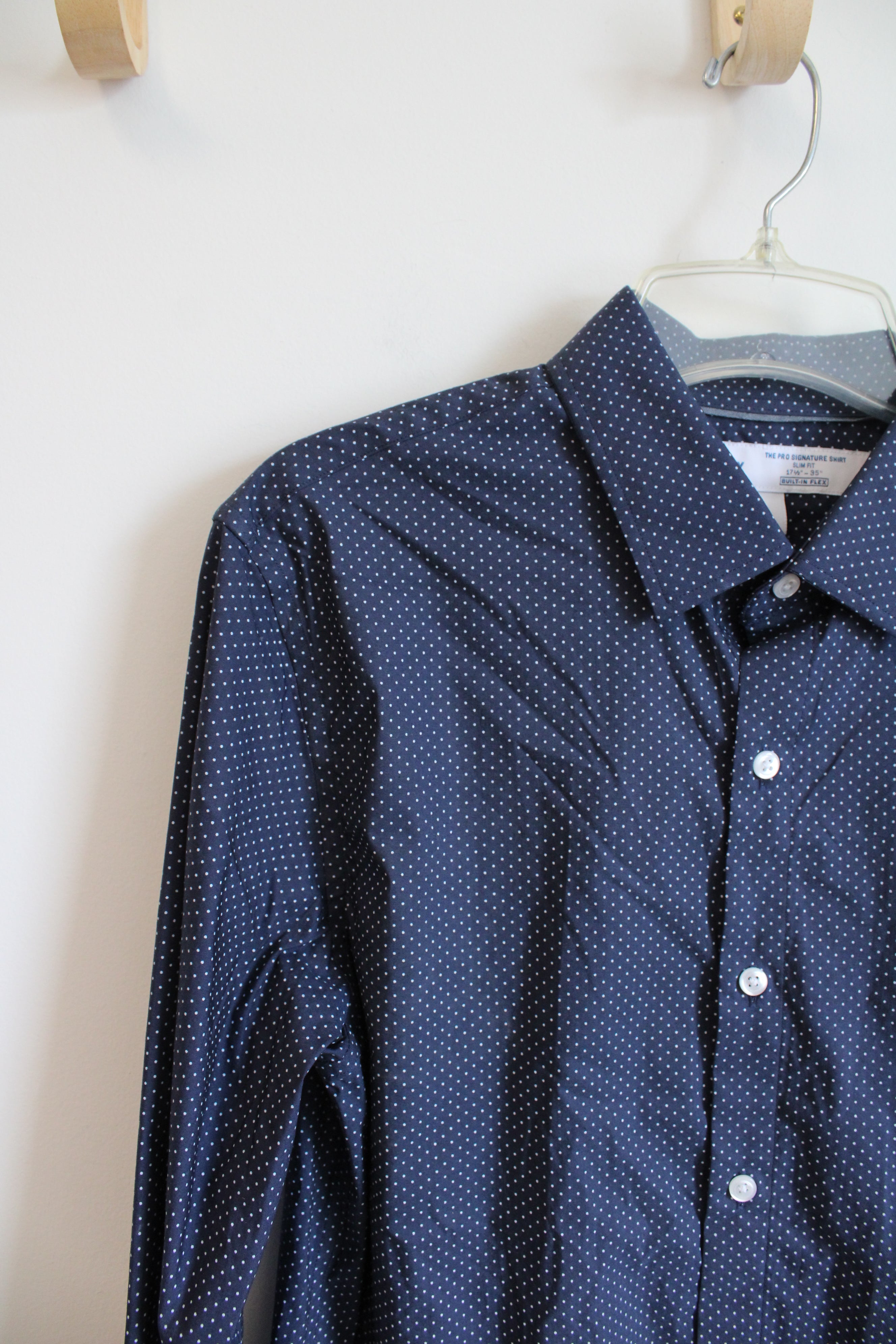 Old Navy Slim Fit Navy Polka Dot The Pro Signature Shirt | M