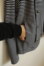 Tommy Hilfiger Navy and White Striped Blazer with Lion Buttons | XL