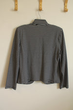 Tommy Hilfiger Navy and White Striped Blazer with Lion Buttons | XL