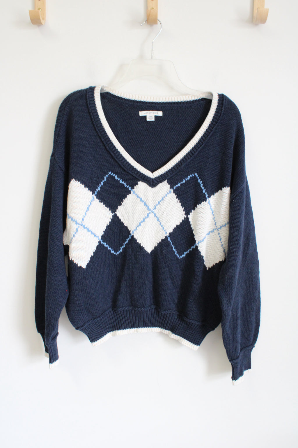 American Eagle Navy Blue Arglye Sweater | M