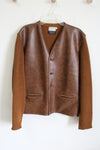 Intervale By Superior Boston Wool Blend Faux Brown Leather Knit Sweater | L