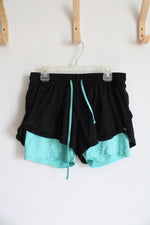 Black & Teal Athletic Shorts | Youth L