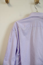 Haggar Regular Fit Purple & White Plaid Button Down Shirt | 15-15.5 32/33